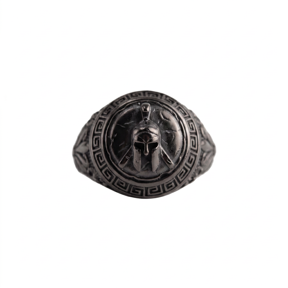 Spartan Helmet Relief Motif Signet Ring  Ring  Charmora Jewelry