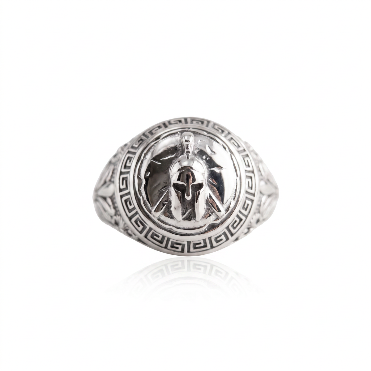 Spartan Helmet Relief Motif Signet Ring  Ring  Charmora Jewelry