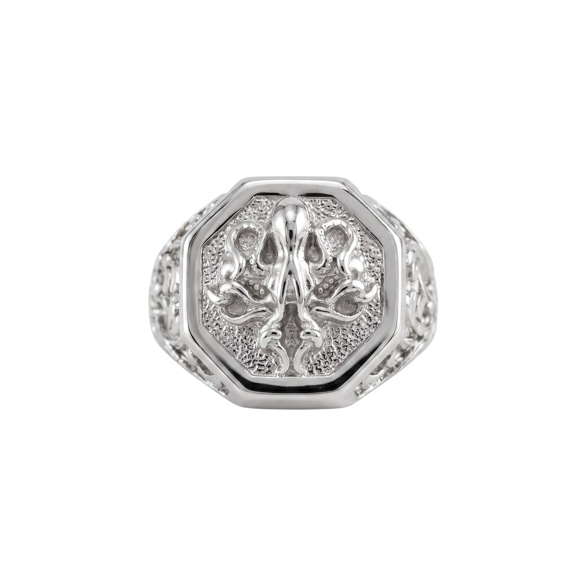 Detailed Octopus Tentacle Signet Ring  Ring  Charmora Jewelry