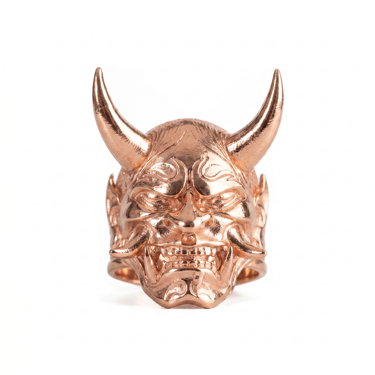 Traditional Mask Motif Signet Ring  Ring  Charmora Jewelry