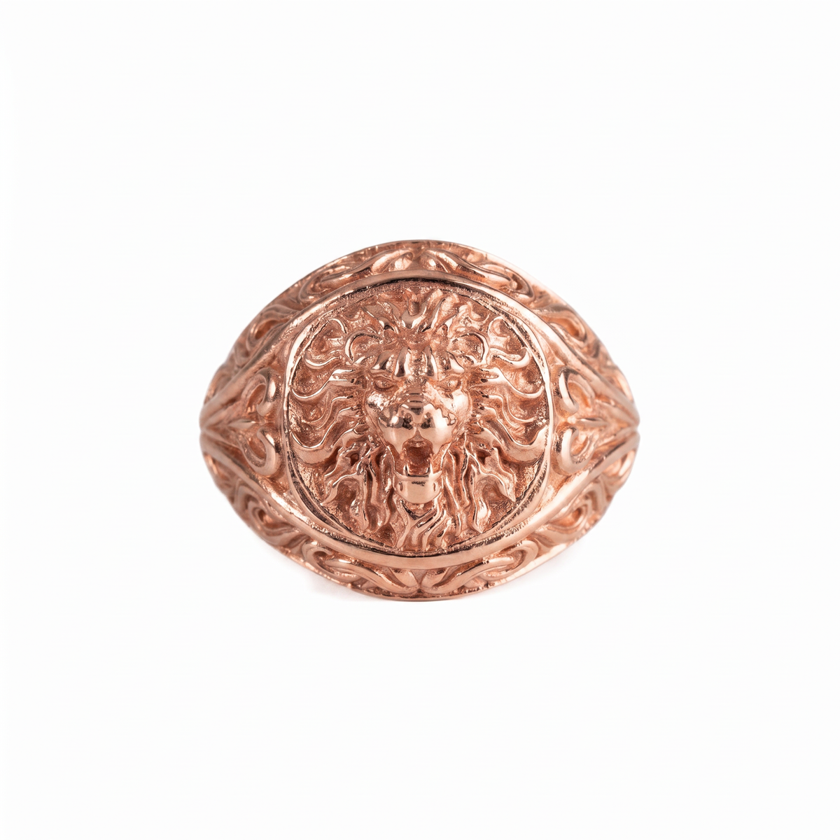 Sculpted Lion Head Signet Ring  Ring  Charmora Jewelry