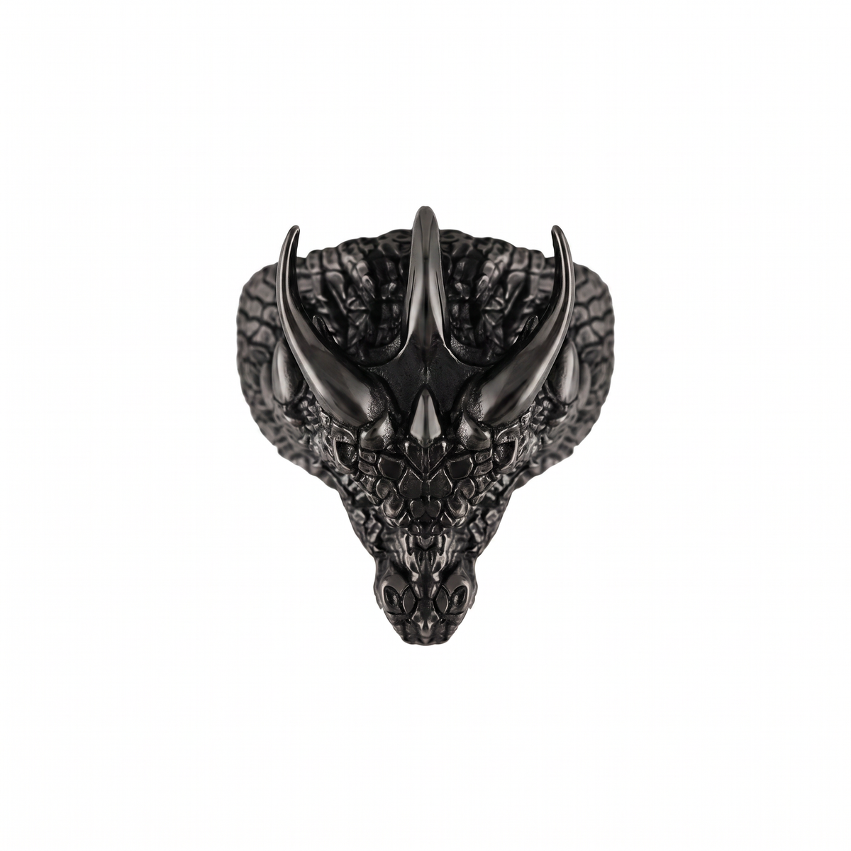 Gothic Dragon Head Relief Motif Ring  Ring  Charmora Jewelry