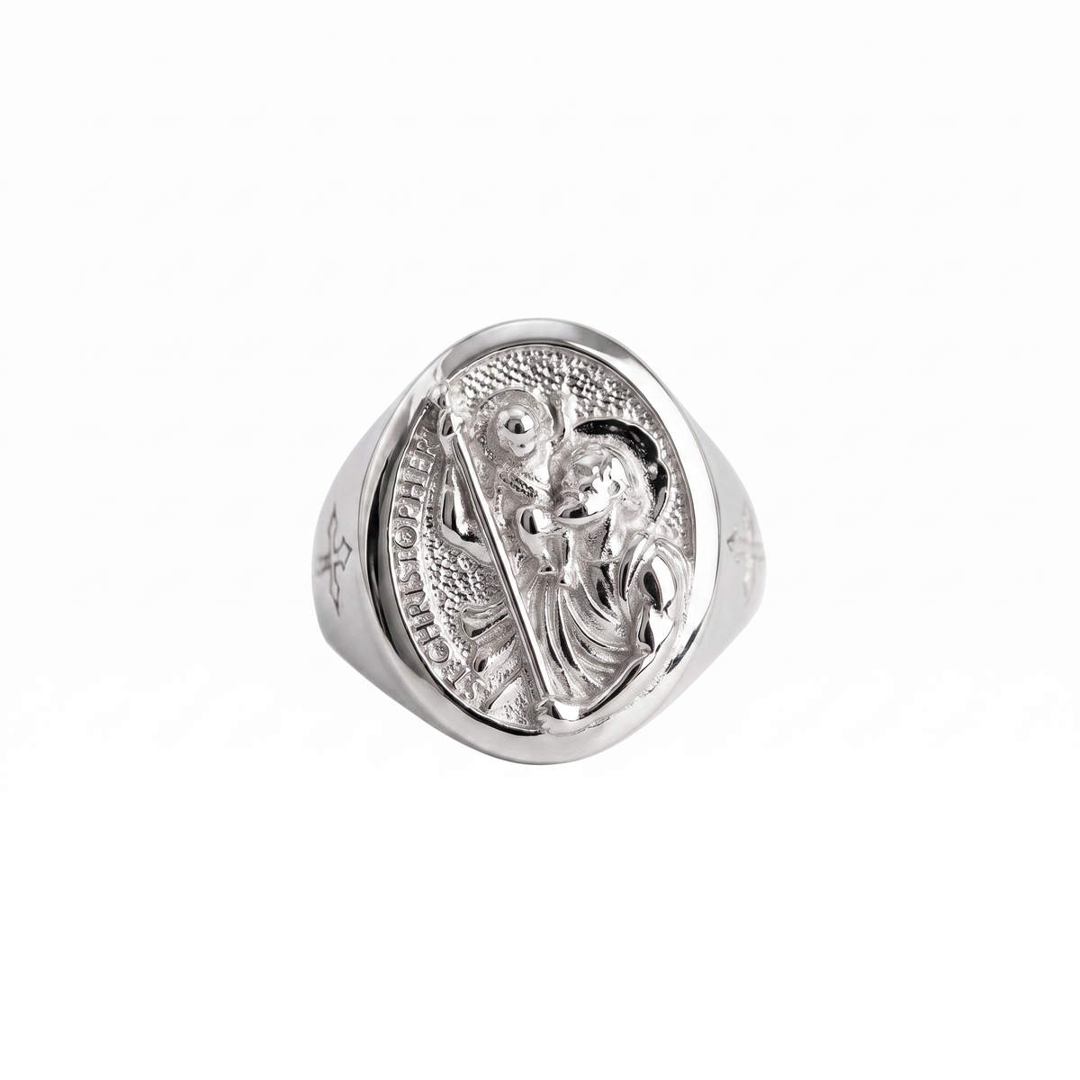 Saint Christopher Relief Signet Ring  Ring  Charmora Jewelry