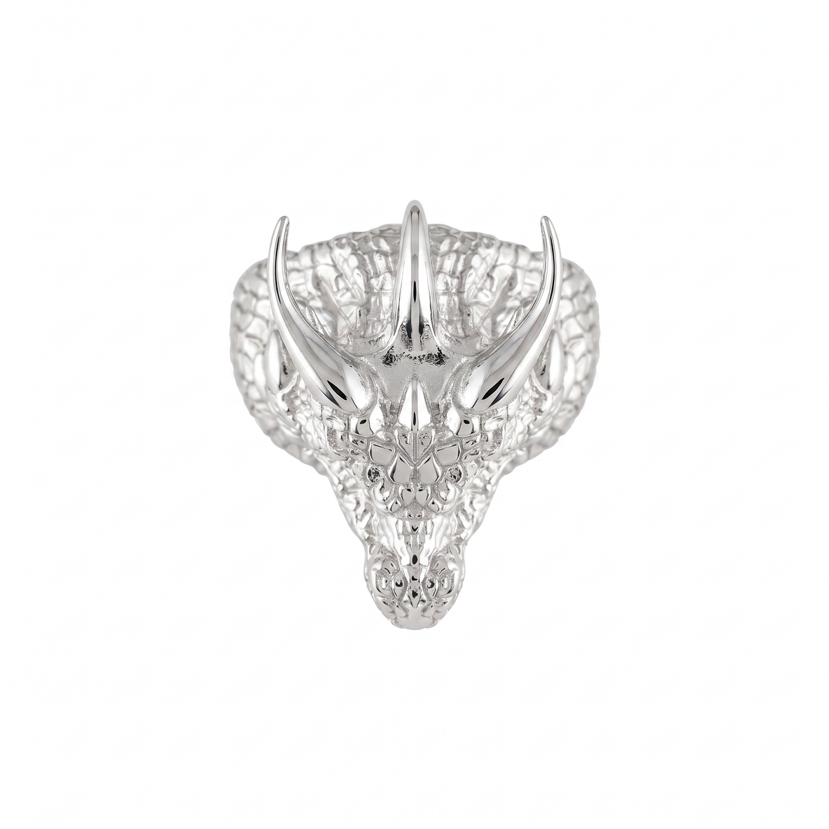 Gothic Dragon Head Relief Motif Ring  Ring  Charmora Jewelry