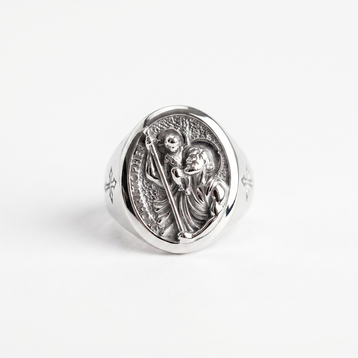 Saint Christopher Relief Signet Ring  Ring  Charmora Jewelry