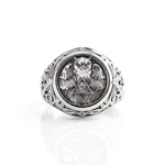 Athena Owl Relief Motif Signet Ring  Ring  Charmora Jewelry