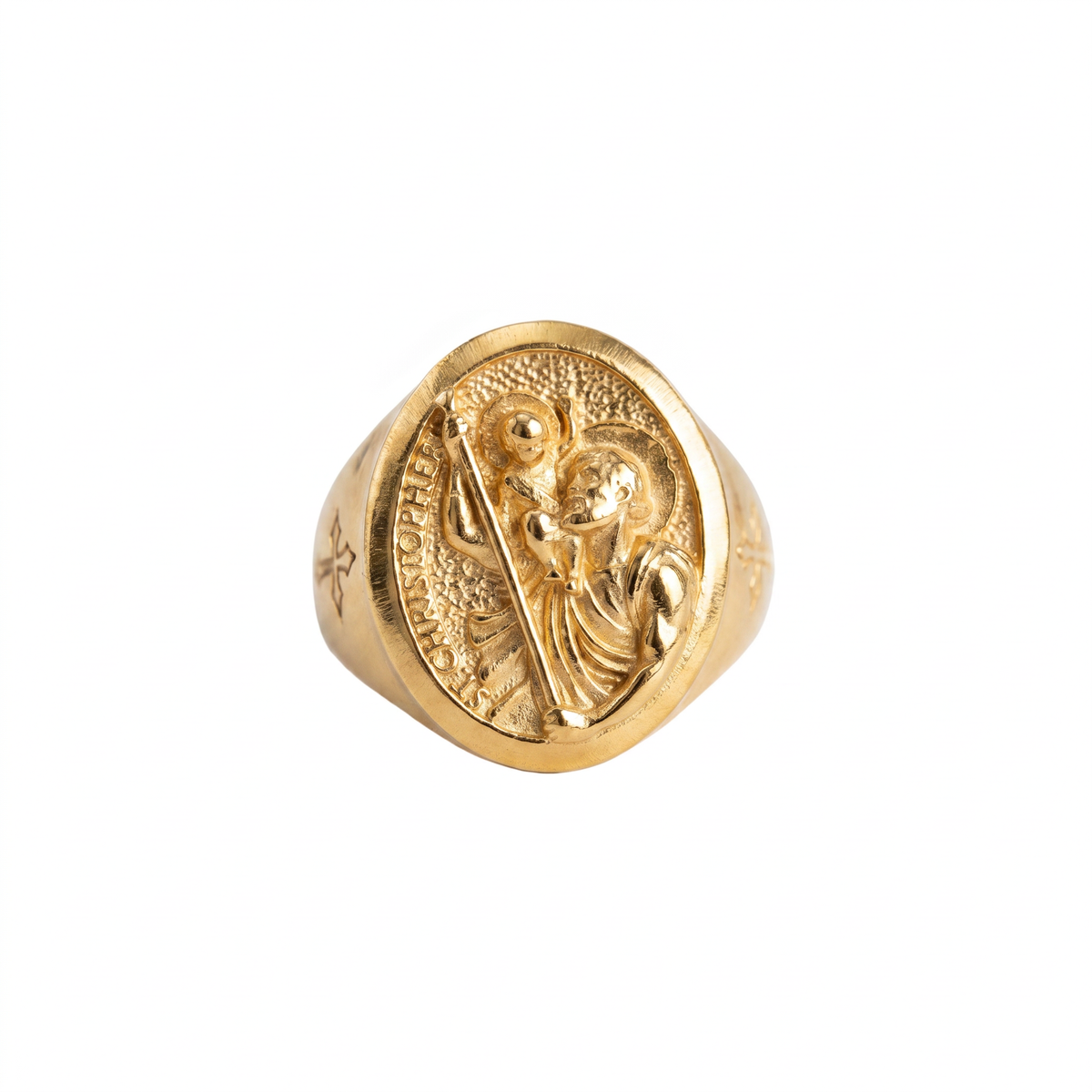 Saint Christopher Relief Signet Ring  Ring  Charmora Jewelry