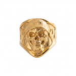 Beanie Skull Flame Relief Motif Ring  Ring  Charmora Jewelry