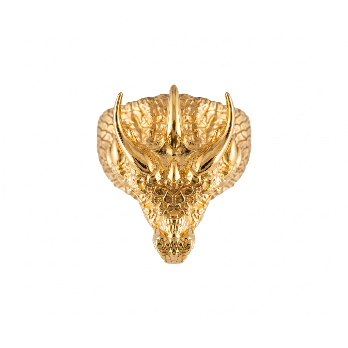 Gothic Dragon Head Relief Motif Ring  Ring  Charmora Jewelry
