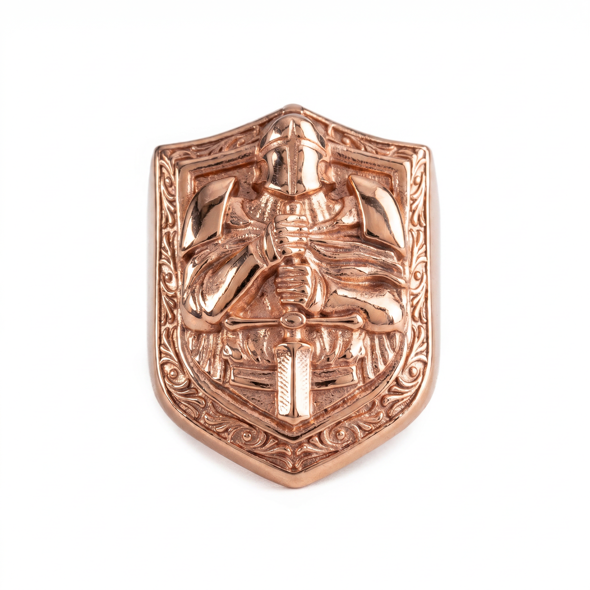 Knight Crusader Relief Motif Ring  Ring  Charmora Jewelry