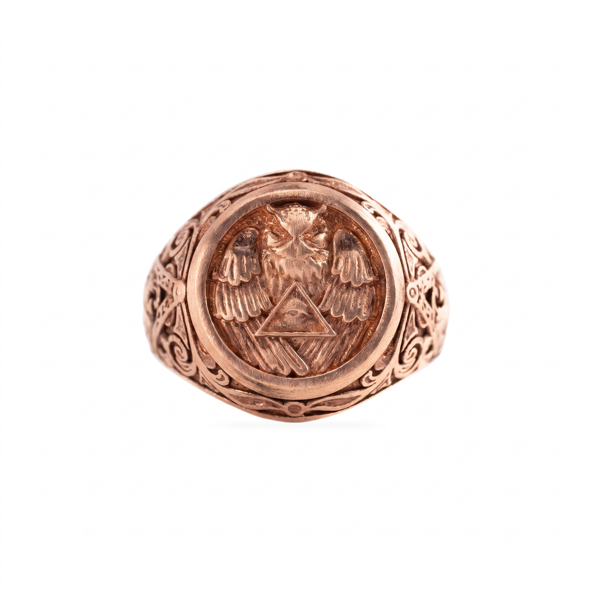 Athena Owl Relief Motif Signet Ring  Ring  Charmora Jewelry