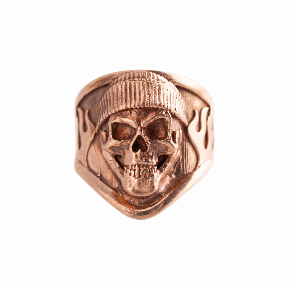 Beanie Skull Flame Relief Motif Ring  Ring  Charmora Jewelry