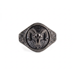 Sculpted Ram Head Motif Signet Ring  Ring  Charmora Jewelry