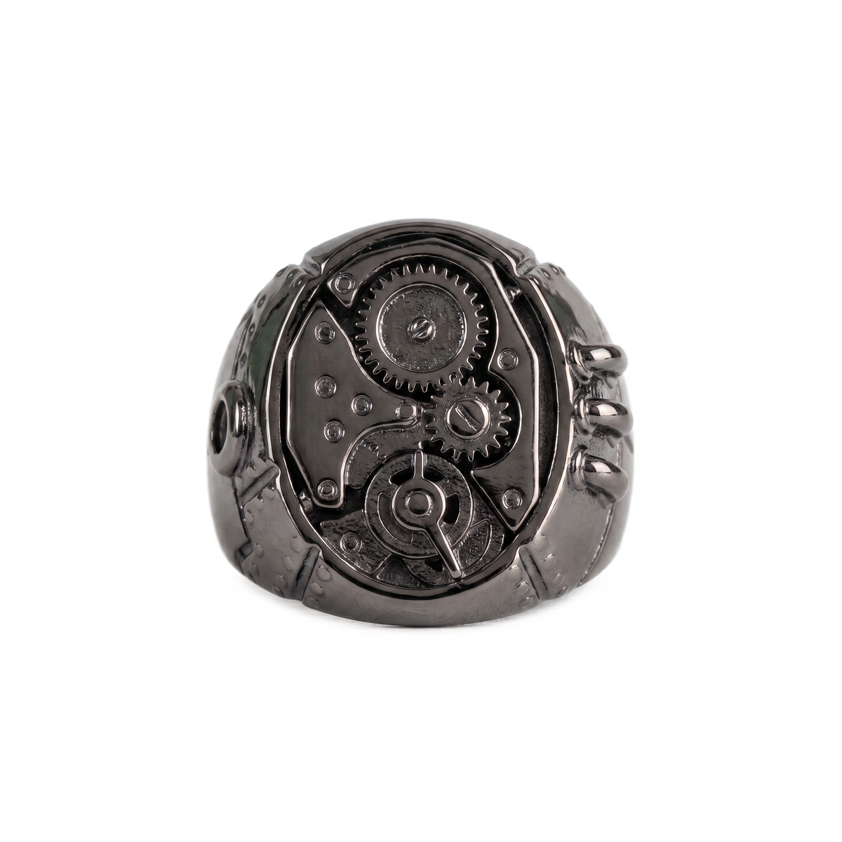 Industrial Mechanical Gear Motif Ring  Ring  Charmora Jewelry