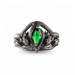Green Eye Serpent Relief Motif Ring  Ring  Charmora Jewelry