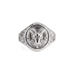 Sculpted Ram Head Motif Signet Ring  Ring  Charmora Jewelry
