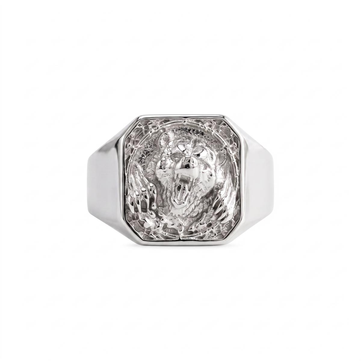 Viking Bear Relief Signet Ring  Ring  Charmora Jewelry