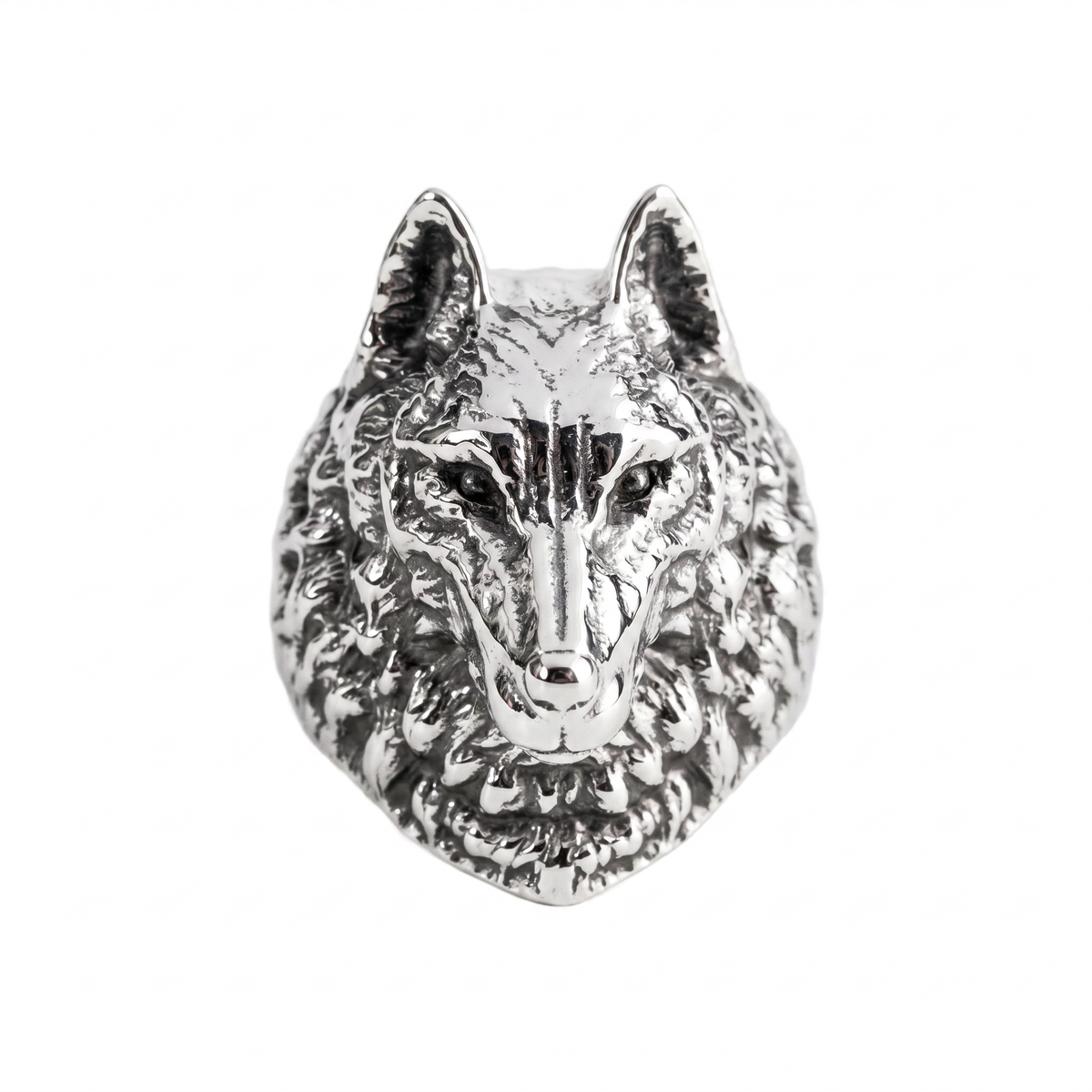 Wolf Head Relief Motif Signet Ring  Ring  Charmora Jewelry