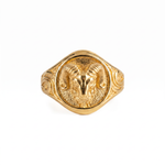 Sculpted Ram Head Motif Signet Ring  Ring  Charmora Jewelry