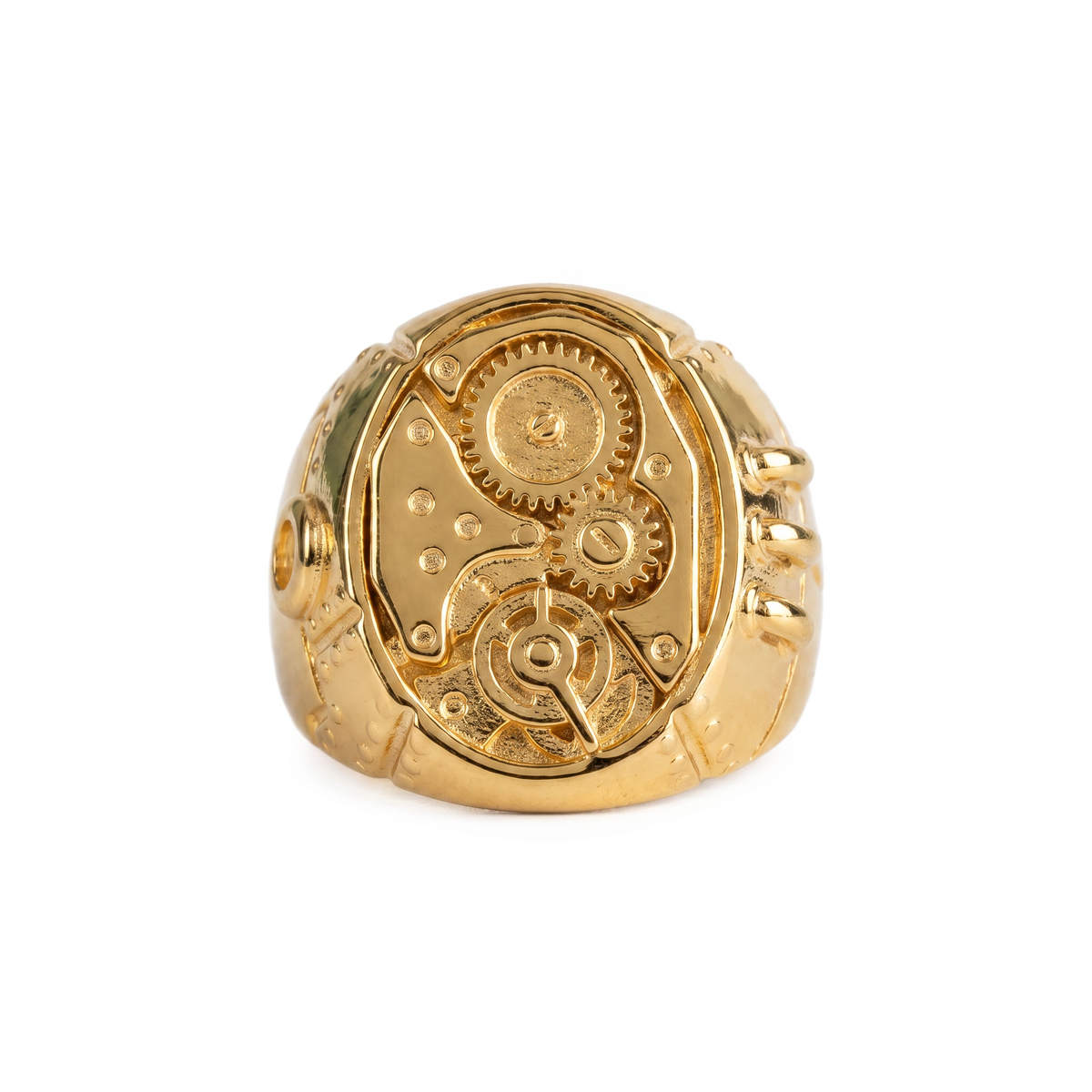 Industrial Mechanical Gear Motif Ring  Ring  Charmora Jewelry