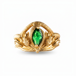 Green Eye Serpent Relief Motif Ring  Ring  Charmora Jewelry