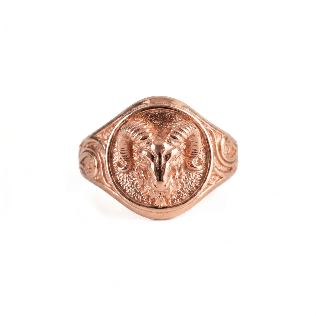Sculpted Ram Head Motif Signet Ring  Ring  Charmora Jewelry