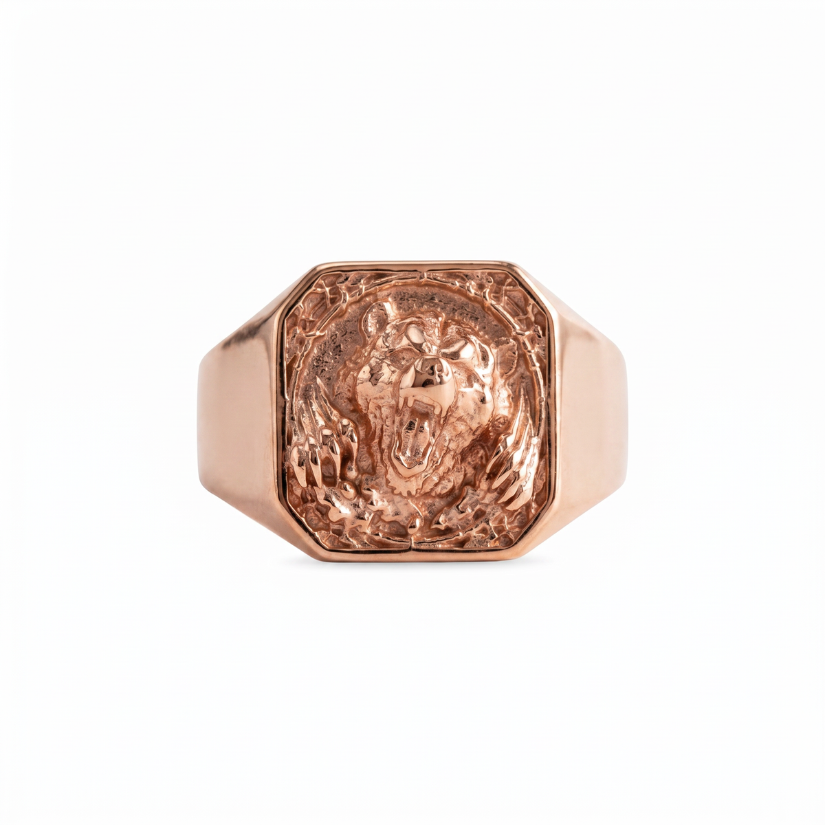 Viking Bear Relief Signet Ring  Ring  Charmora Jewelry