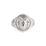 Sculpted Ram Head Motif Signet Ring  Ring  Charmora Jewelry