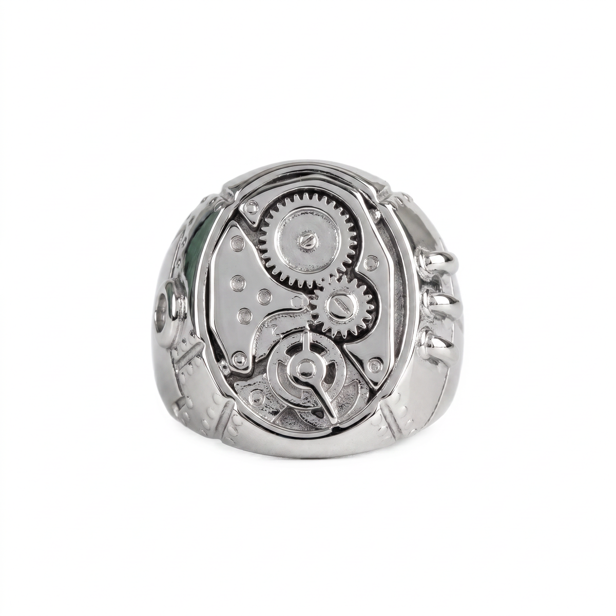 Industrial Mechanical Gear Motif Ring  Ring  Charmora Jewelry