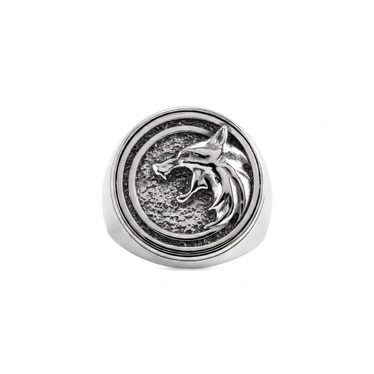 Witcher Wolf Relief Signet Ring  Ring  Charmora Jewelry