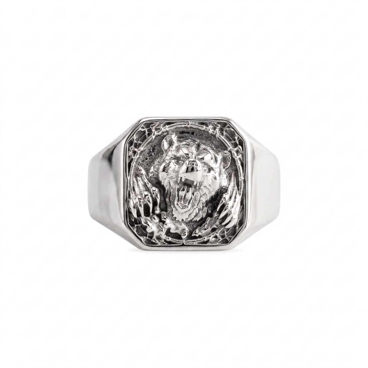 Viking Bear Relief Signet Ring  Ring  Charmora Jewelry