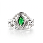 Green Eye Serpent Relief Motif Ring  Ring  Charmora Jewelry