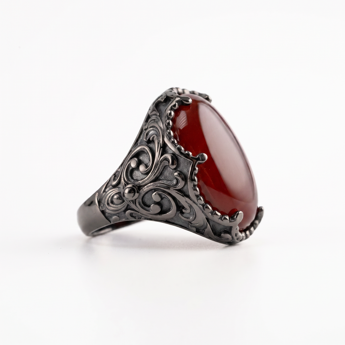 Carnelian Relief Motif Signet Ring  Ring  Charmora Jewelry