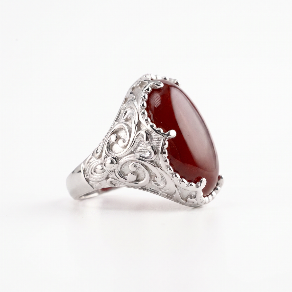 Carnelian Relief Motif Signet Ring  Ring  Charmora Jewelry