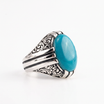 Ottoman Relief Motif Turquoise Ring  Ring  Charmora Jewelry