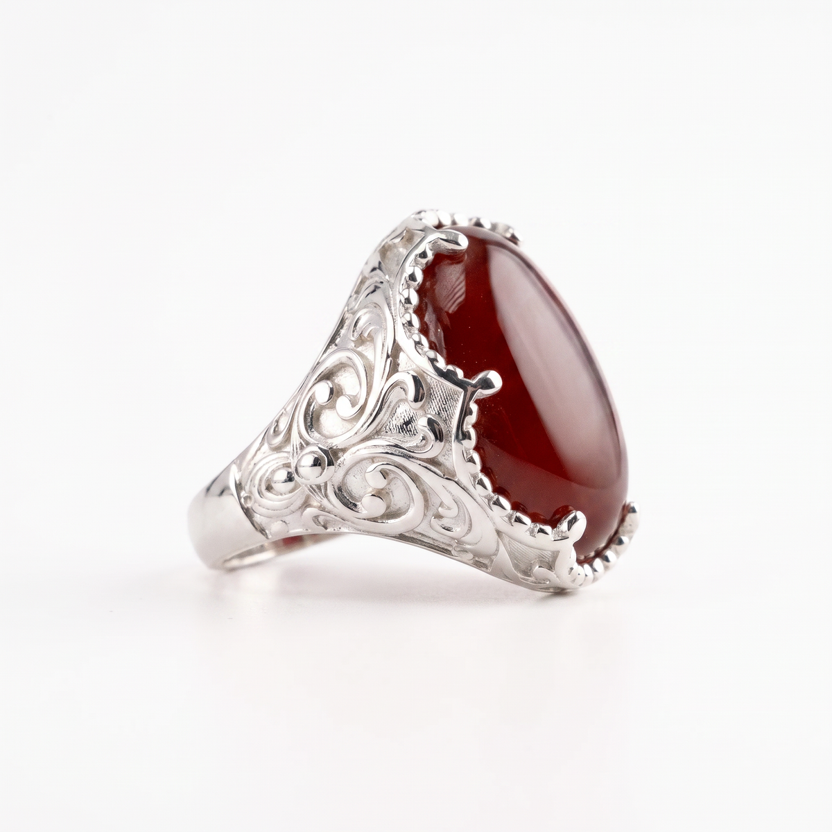 Carnelian Relief Motif Signet Ring  Ring  Charmora Jewelry