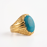 Ottoman Relief Motif Turquoise Ring  Ring  Charmora Jewelry