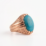 Ottoman Relief Motif Turquoise Ring  Ring  Charmora Jewelry
