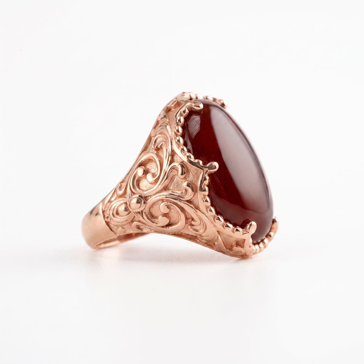 Carnelian Relief Motif Signet Ring  Ring  Charmora Jewelry