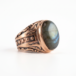 Labradorite Oval Relief Motif Ring  Ring  Charmora Jewelry