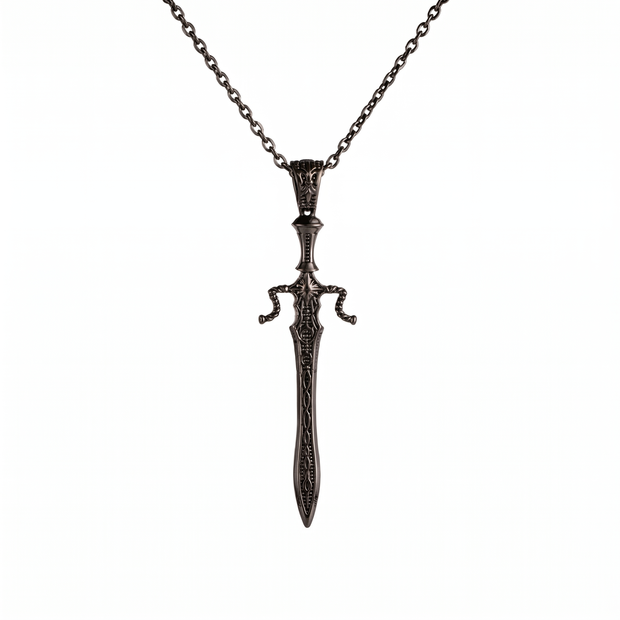 Medieval-Style Ornate Sword Pendant Necklace  Necklace  Charmora Jewelry