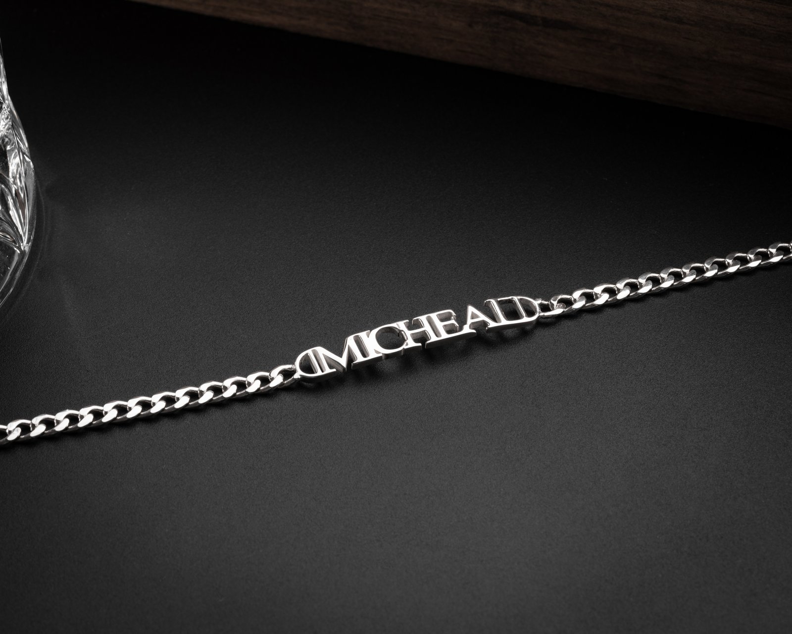 Custom Name Letter Cutout Silver Chain Bracelet - Image 2