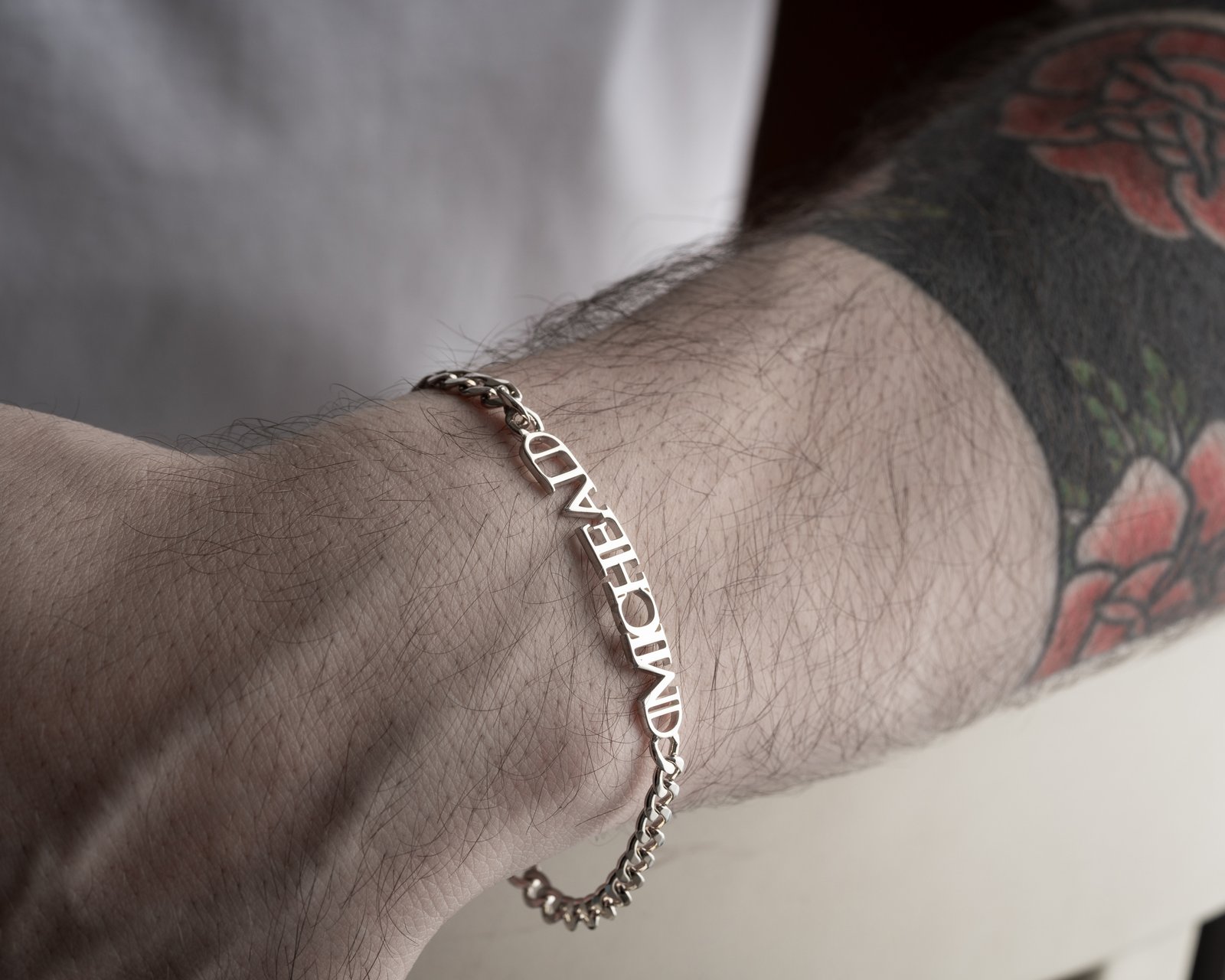 Custom Name Letter Cutout Silver Chain Bracelet - Image 4