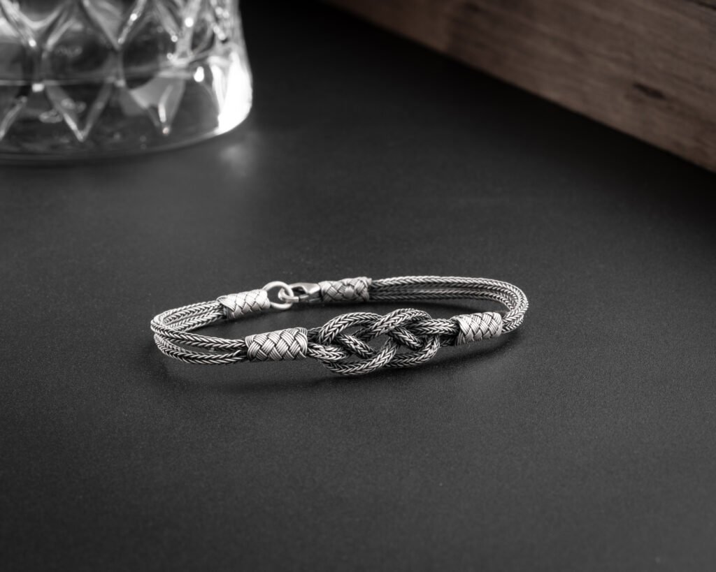knotted woven sterling silver bracelet main image