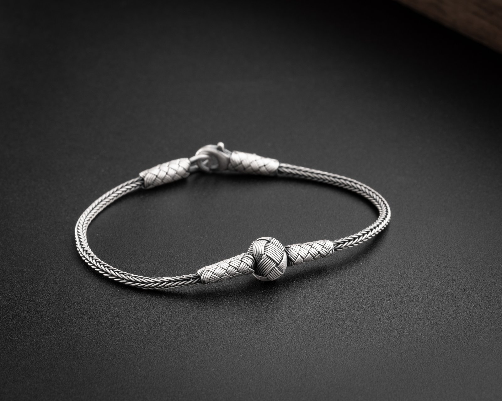 Woven Sphere Detailing Sterling Silver Bracelet - Image 2
