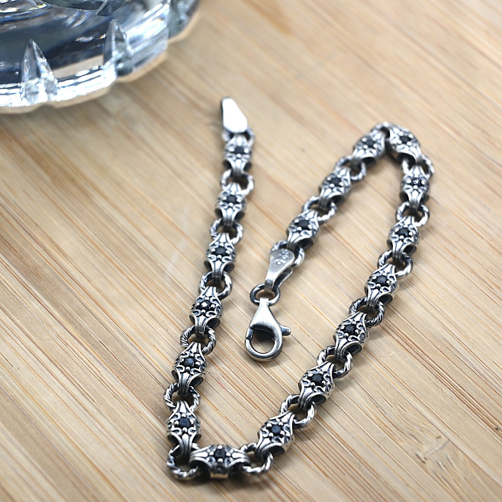 floral baroque link sterling silver bracelet main image