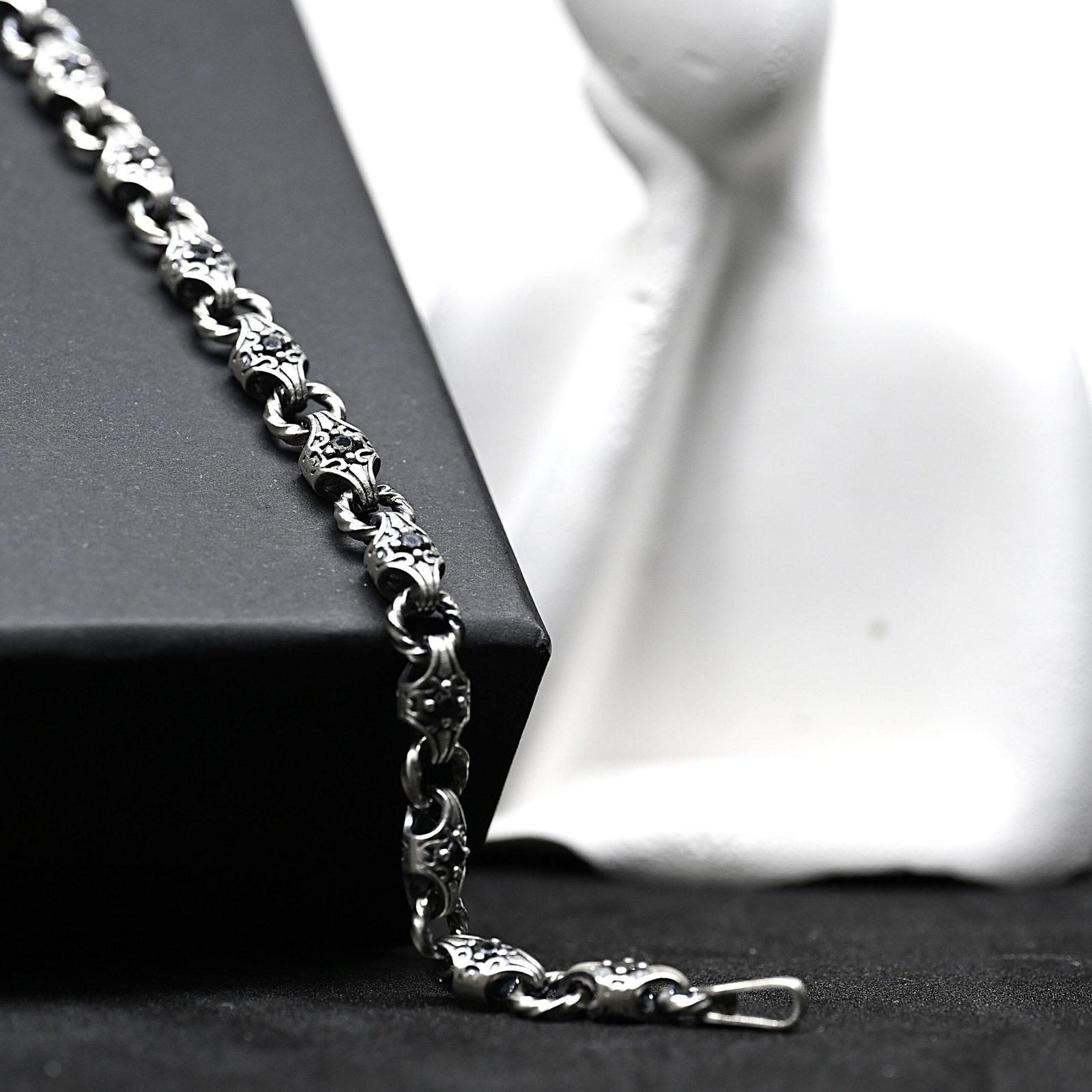 Floral Baroque Link Sterling Silver Bracelet - Image 2