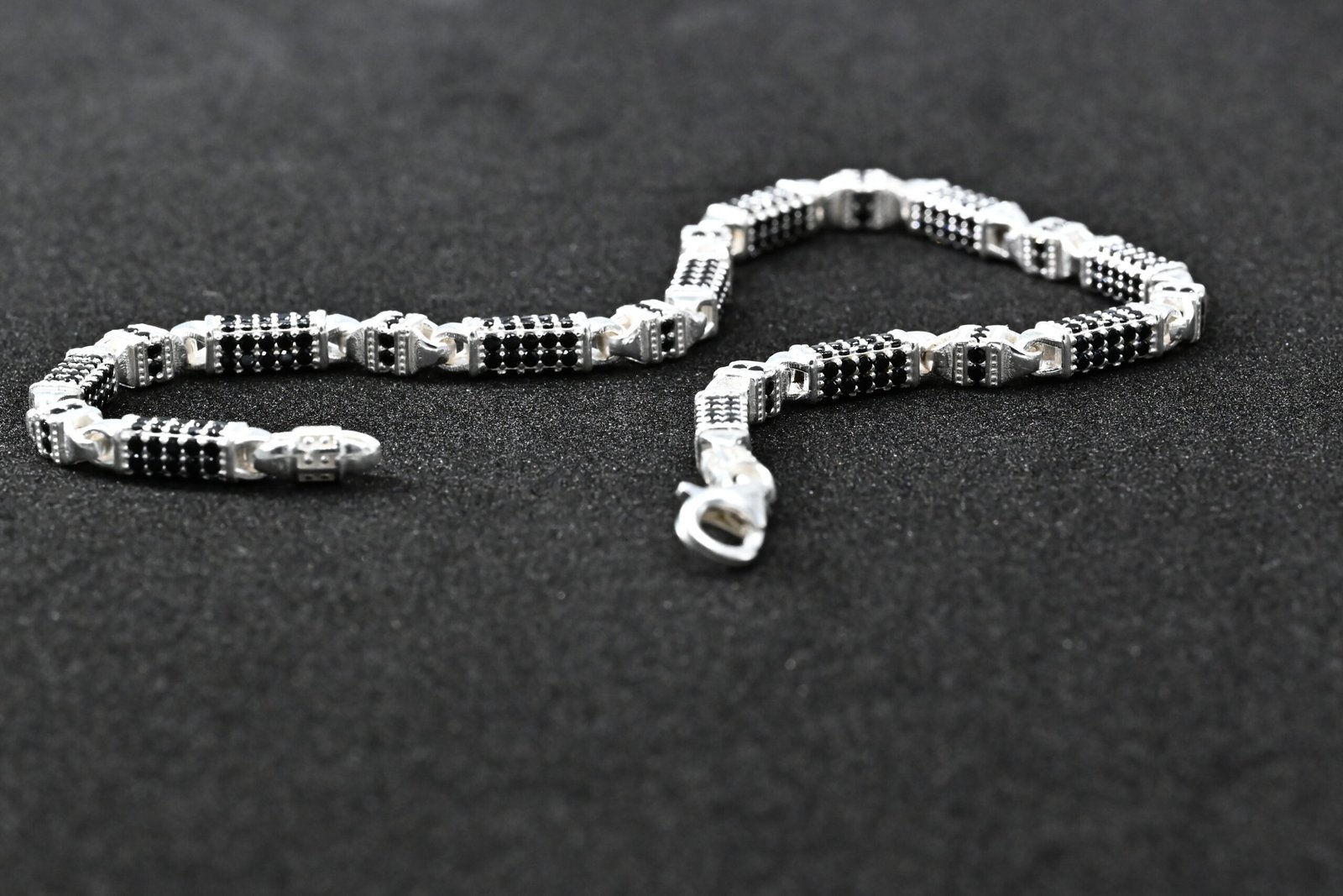 black accent heavy link sterling silver bracelet main image