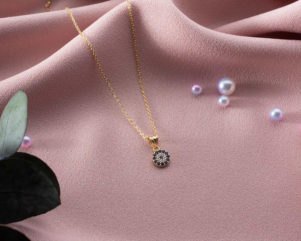 Blue Evil Eye Pendant Necklace – Gold Charm