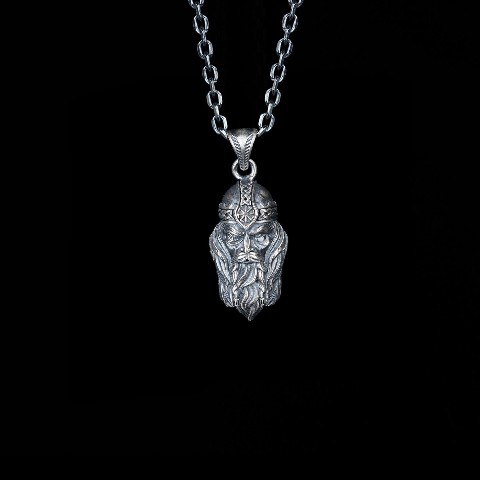 Viking Odin Head Sterling Silver Necklace - Image 5
